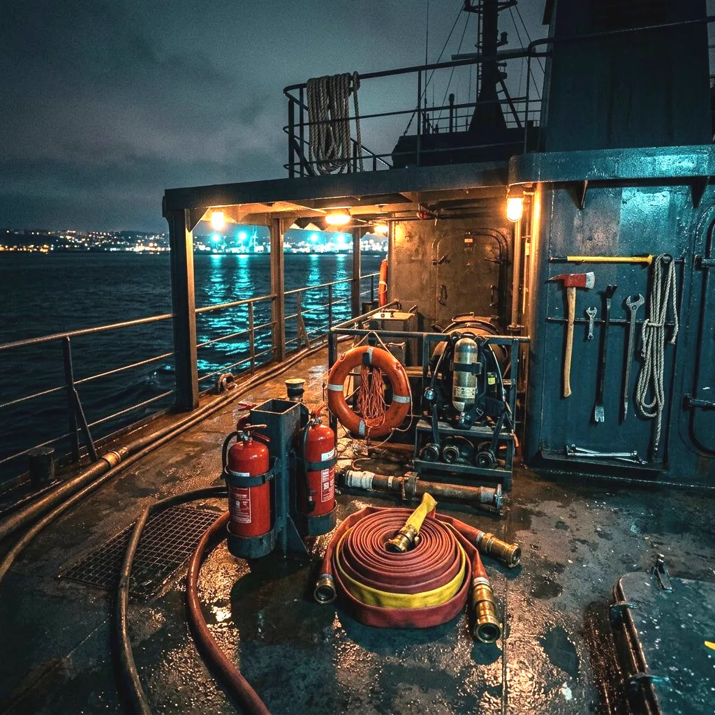 Vessel at sea in heavy conditions